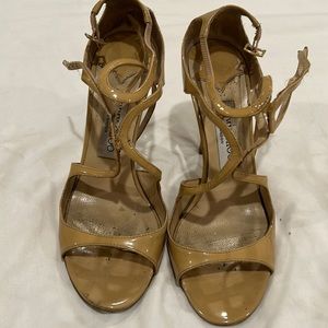 Jimmy Choo Lance Nude Patent Leather Sandals
